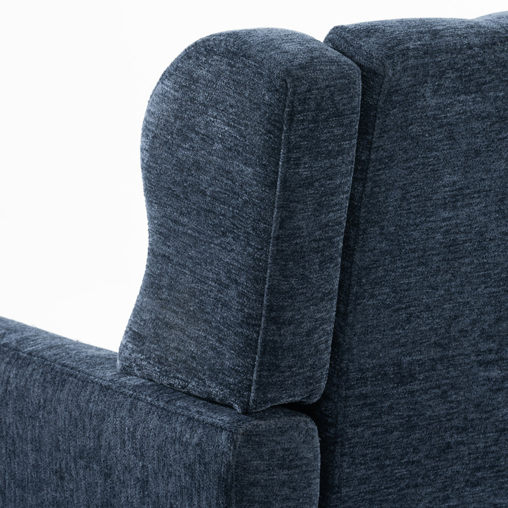 Modern Accent Chair,Chenille Arm Chairs for Living Room,Upholstered Mordern Armchair,Comfy Soft Padded Lounge Chair in Small Space, Bedroom, w/Pillow, Solid Wood Leg (Dark Blue) - Grand Goldman Shop