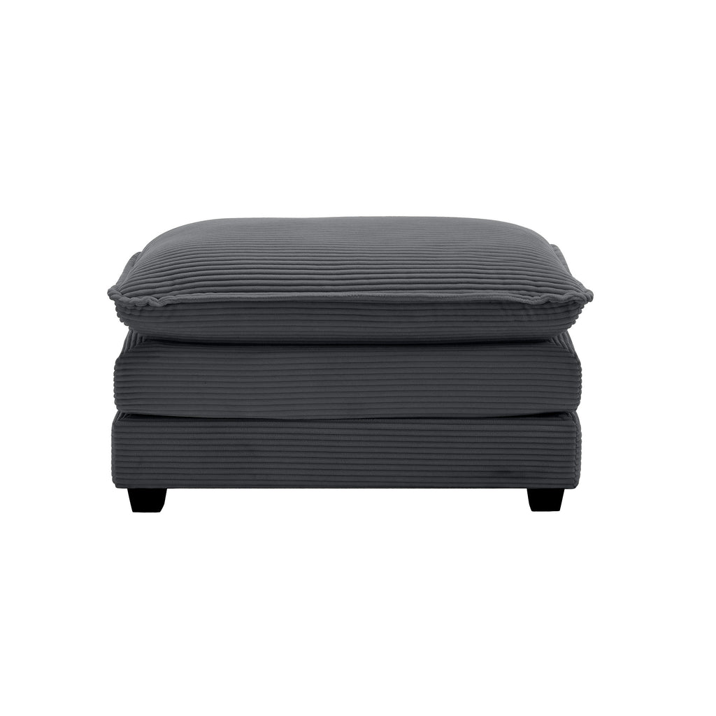 Ottoman Footstool in Corduroy Fabric, Can be Used with 2 Seater Sofas, 3 Seater Sofas and 4 Seater Sofas,Grey Corduroy Fabric - Grand Goldman Shop