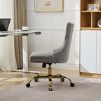 A&A Furniture Office Chair,Modern Velvet Upholstered Tufted Button Home Office Chair with Golden Metal Base,Adjustable Desk C