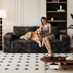 71' 3Setaser Sofa,Corduroy Fabric,Deep Seat Couches,Comfy Loveseat Sofa,No Assembly,1pcs for Living room, Bedroom,Conference room ,Apartment,Black - Grand Goldman Shop