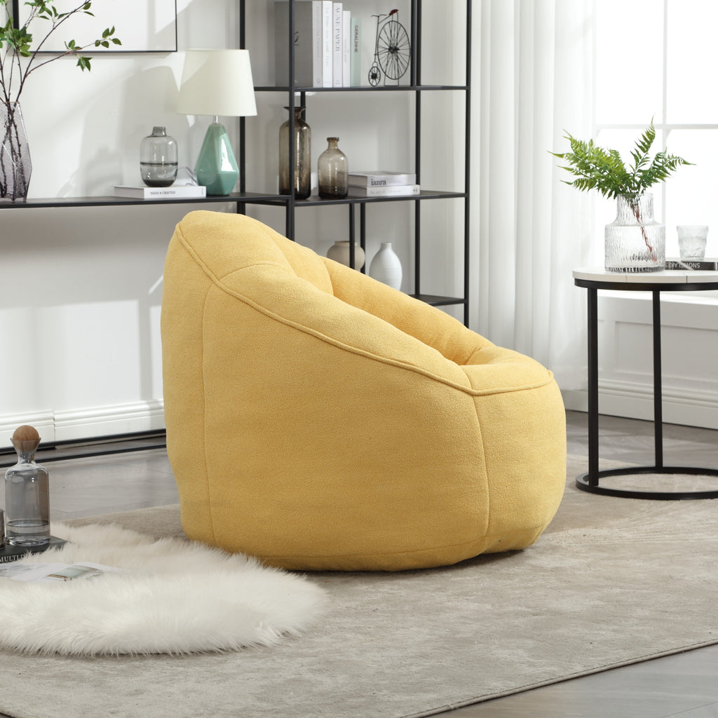Bedding Bean Bag Sofa Chair with High-Pressure Foam and Footrest, Yellow Microfiber - Grand Goldman Shop
