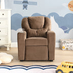 Sally Deluxe Kids Recliner Chair with Cup Holder and Footrest in Brown Velvet, 21.26 x 16.93 x 26.38 inches - Grand Goldman