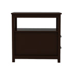 End Table Narrow Nightstand With Two Drawers And Open Shelf-Brown - Grand Goldman Shop