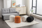006-Soft Velvet  Round Ottoman Footrest Stool,Ivory - Grand Goldman Shop