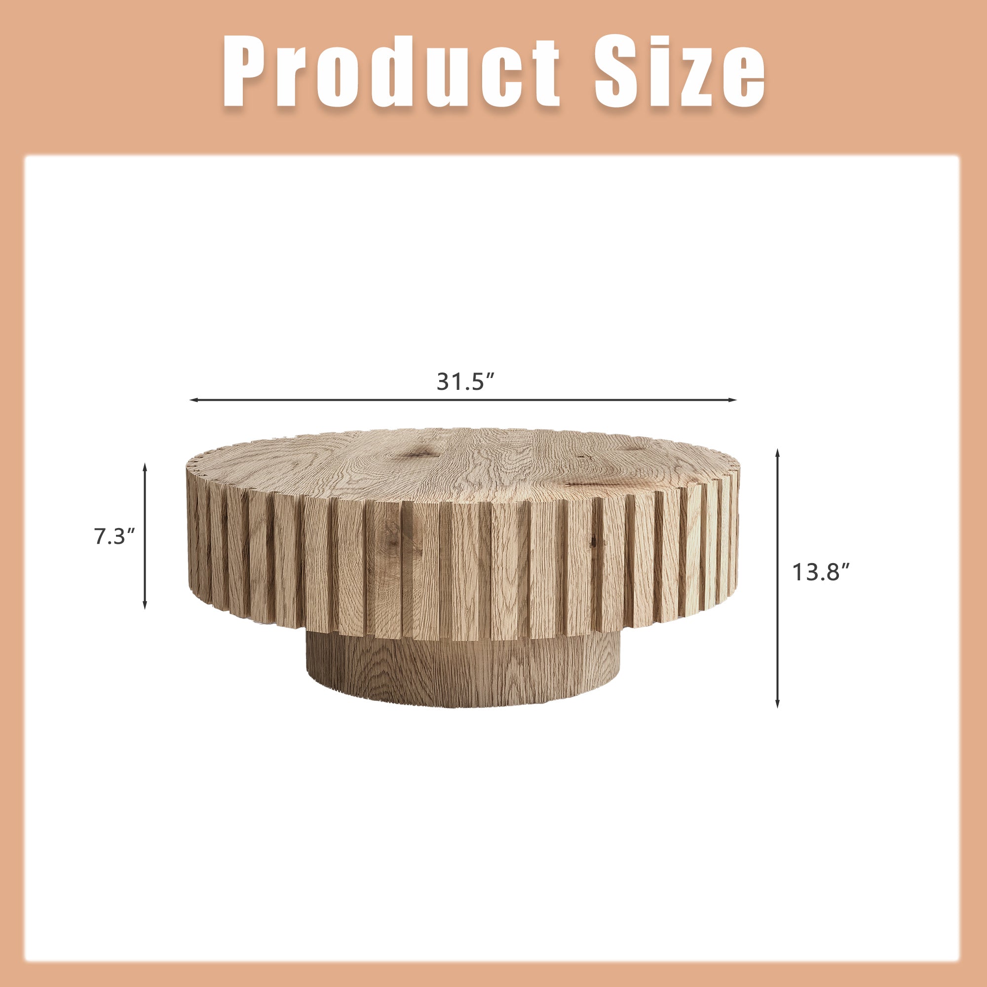 Modern minimalist circular coffee table 31.4'' with natural wood texture, stable and durable, enhancing spatial aesthetics suitable for living rooms, study rooms and offices. - Grand Goldman Shop