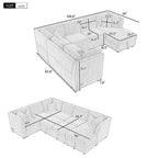 U-shaped Sectional Sofa Pull out Sofa Bed with USB Ports, Power Sockets, Storage Chaise, Light Gray Chenille, 108.6' - Grand Goldman Shop