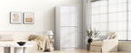 K&K 72' Tall Farmhouse Kitchen Pantry Cabinet with 8 Door Shelves, Curved Design Storage Cabinet with 3 Adjustable Shelves, Hidden Drawer, Versatile Cupboard for Kitchen, Dining & Bathroom, White - Grand Goldman Shop