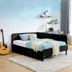 Black Velvet Upholstered Platform Bed Frame with 2 Storage Drawers and Adjustable Sofa Bed, Full Size - Grand Goldman Shop