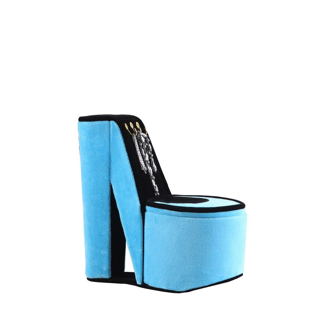9' Tall Display Jewelry Box with Hooks, High Heel Shoe Design, Turquoise Velvet - Grand Goldman Shop