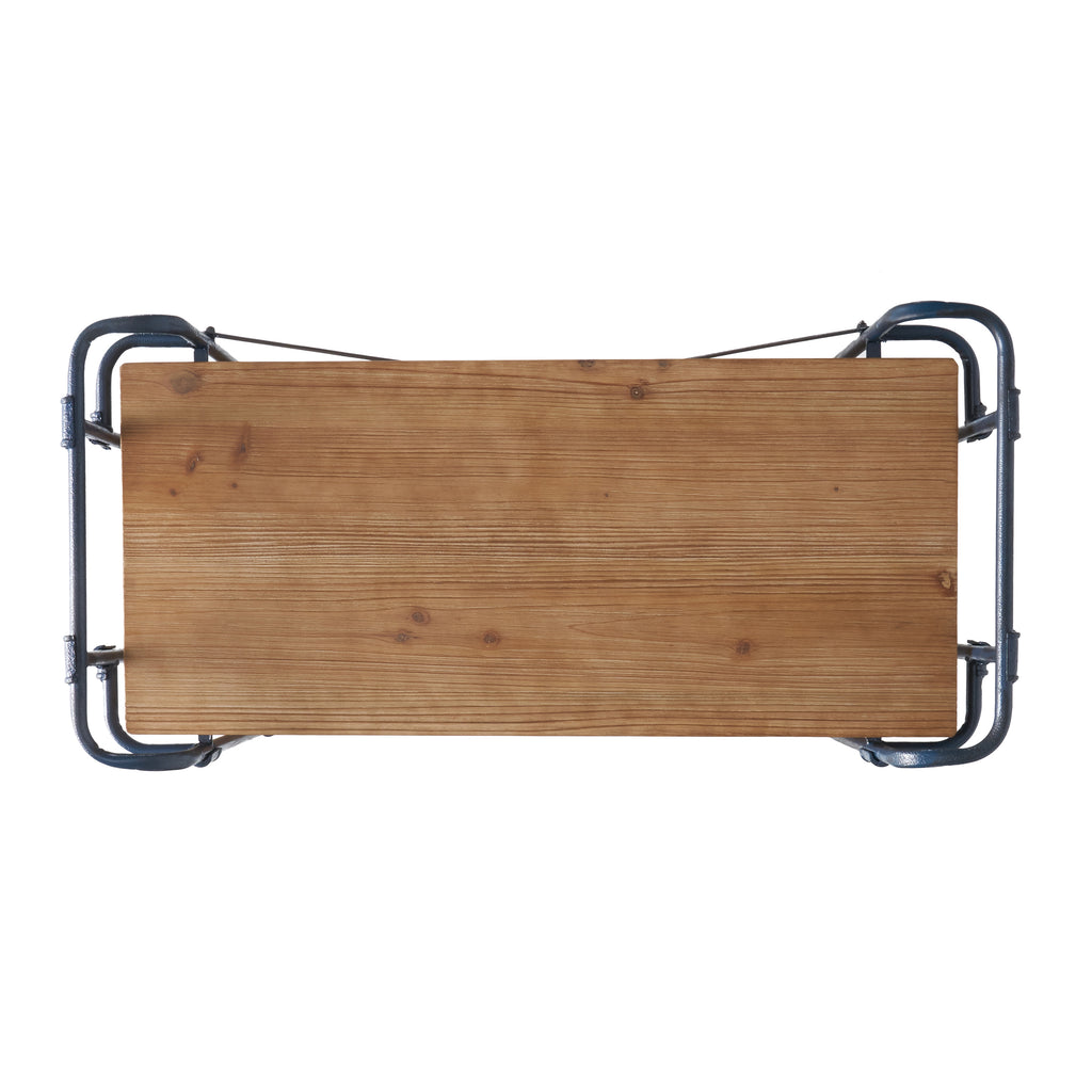 Yorktown Industrial 5-Shelf Bookcase with Metal Pipework and Solid Fir in Natural Finish - Grand Goldman Shop