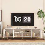 White Modern TV Stand Fluted 68' t, Entertainment Center with Storage Doors, TV Console Media Cabinet,  for 55+ Inch TV, Living Room - Grand Goldman Shop