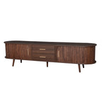 Mid-Century Modern TV Stand for 80' TV, Entertainment Center with Storage in Dark Brown, Solid Wood and MDF Construction, 70.8' L x 15.5' W x 18.1' H - Grand Goldman Shop