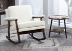 Mid Century Modern Accent Chair ,rocking chair with Wood Frame, Upholstered Living Room Chairs , Reading Armchair for Bedroom Sunroom - Grand Goldman Shop