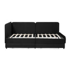 Black Velvet Twin Upholstered Platform Bed Frame with 2 Storage Drawers and Adjustable Sofa Bed - Grand Goldman Shop