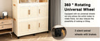 Portable Wardrobe Closet Storage Organizer with 9 Magnetic Doors, Cream White, - Grand Goldman Shop