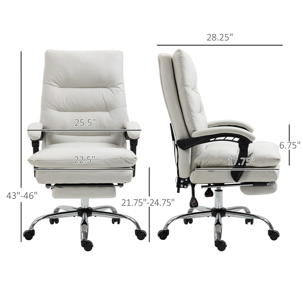 Vinsetto Microfibre Executive Massage Office Chair,  Computer Desk Chair, Heated Reclining Chair with Footrest, Double-tier P