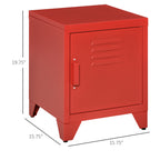 HOMCOM Industrial End Table, Living Room Side Table with Locker-Style Door and Adjustable Shelf, Red - Grand Goldman Shop