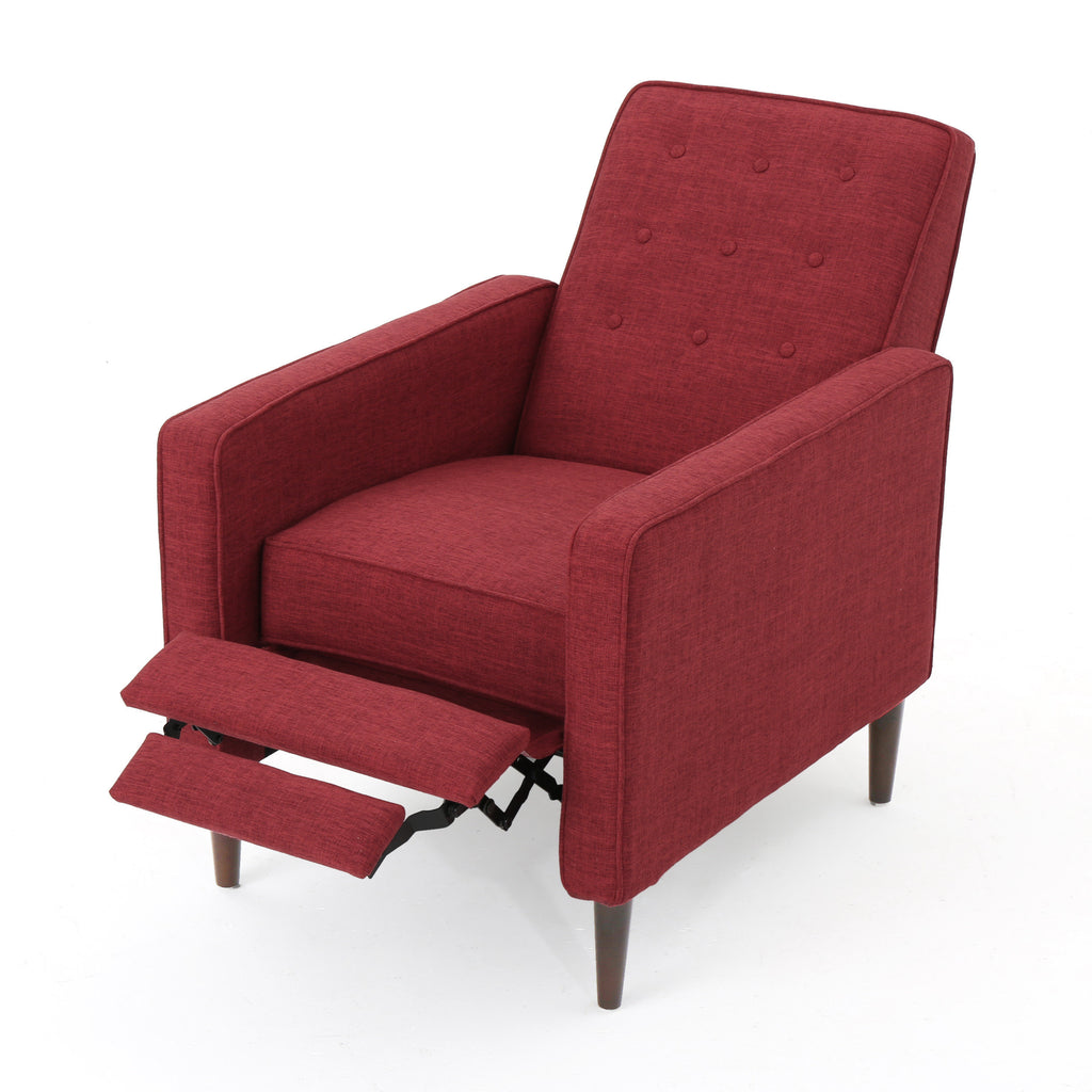 Macedonia Mid-Century Modern Button Tufted Fabric Recliner - Grand Goldman Shop