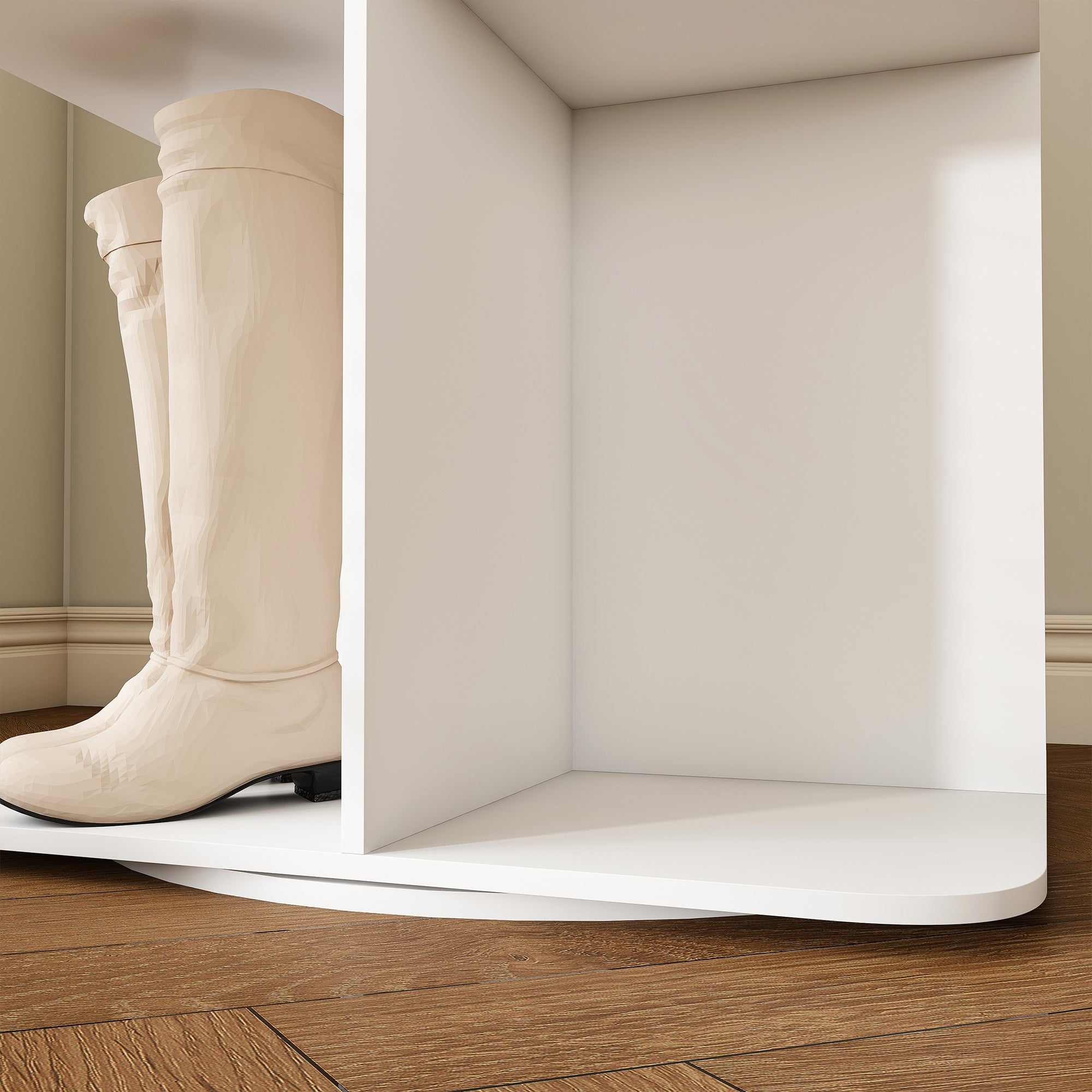 7-Tier Square Rotating Shoe Rack Tower with 360° Spinning Organizer, White - Grand Goldman Shop