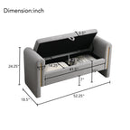 Modern Teddy Upholstered Storage Bench with Arms and Comfy Teddy Fabric in Grey - Grand Goldman Shop