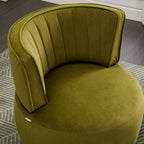 Swivel Barrel Chair, Round Armchairs with Wide Upholstered, Fluffy Velvet Fabric, Olive, 25.20'' x 25.59'' x 26.38'' - Grand Goldman Shop