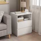 (Set of 2)End Table with Fast USB C Charging Station, Sofa Side Table with 2 Drawers, Large Storage Modern Wood Storage Cabinet for Living Room,Bedroom,Office, White - Grand Goldman Shop