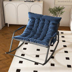 Blue Rocking Chair with Storage, Cushions & Armrests, All-Season Comfort Lounge Recliner, Breathable Ergonomic Lounge Chair for Bedroom, Living Room, Patio, Garden - Grand Goldman Shop