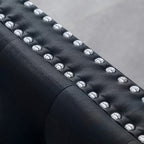 59.4 Inch Wide Black Velvet Sofa with Jeweled buttons,Square Arm ,2 Pillows - Grand Goldman Shop