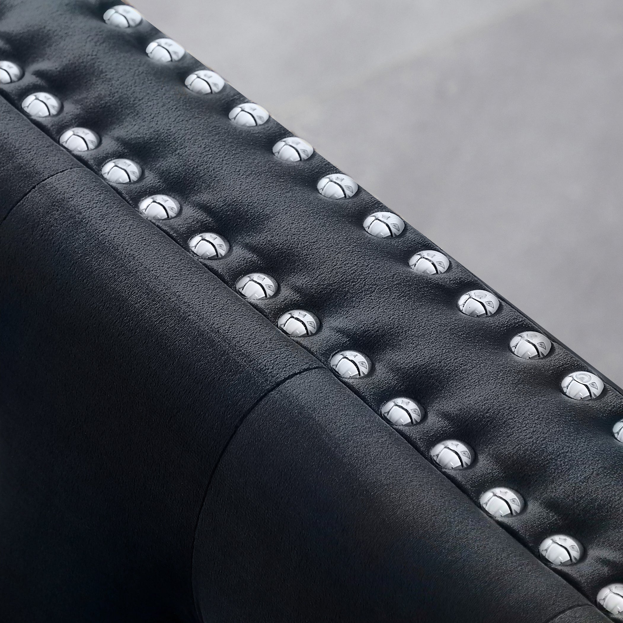 59.4 Inch Wide Black Velvet Sofa with Jeweled buttons,Square Arm ,2 Pillows - Grand Goldman Shop