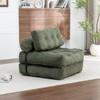 Folding Sofa Bed, Convertible Sleeper Chair with Pillow Foldable Mattress with Back Support, Portable Fold Out Chair Bed Comfy Floor Sofa Lounge for Living Room Bedroom, Green, Single - Grand Goldman Shop