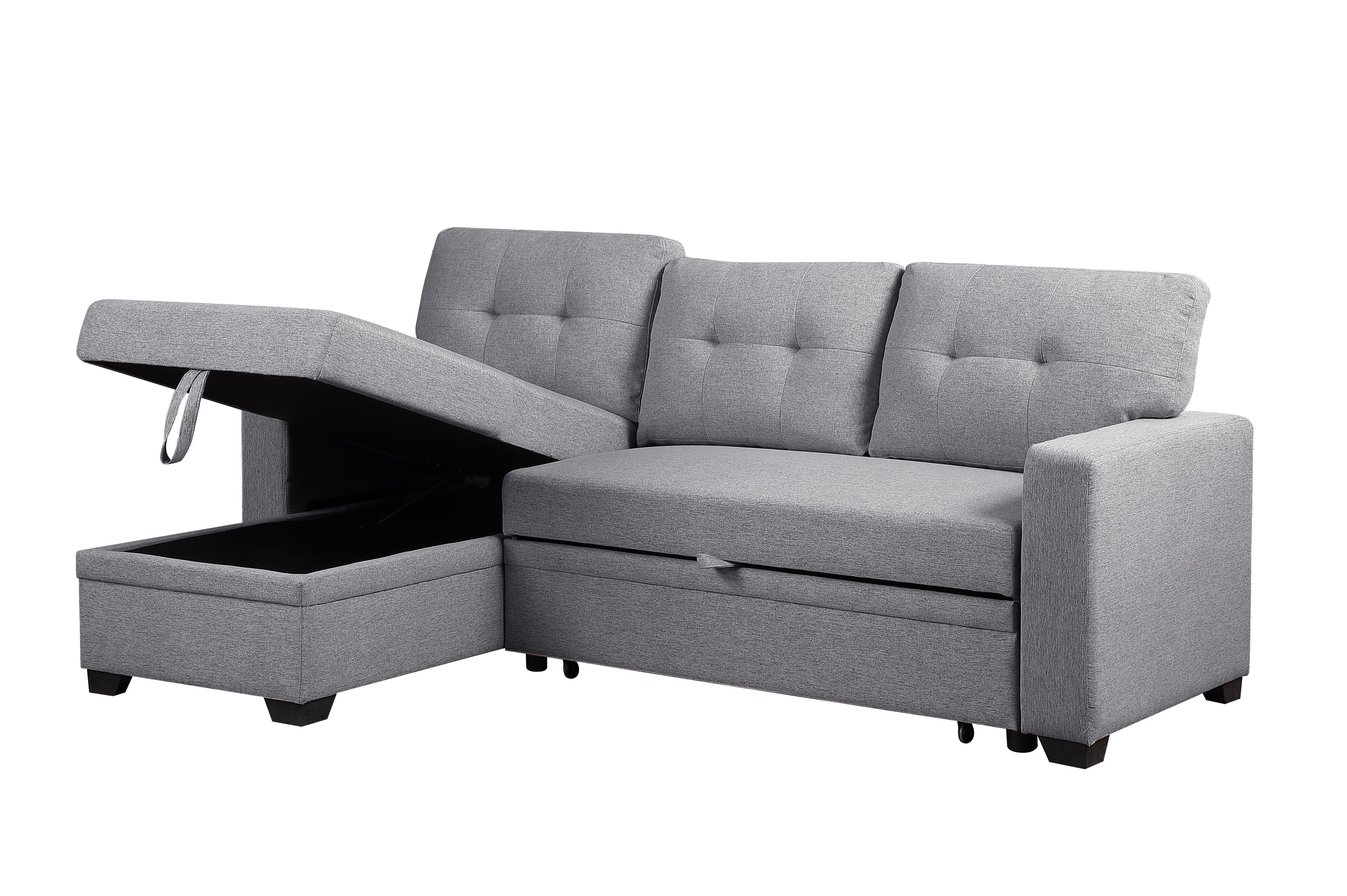 Upholstered Pull out Sectional Sofa with Chaise - Grand Goldman Shop