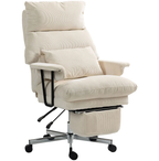 Overstuffed Office Chair with Lumbar Support , Cream White - Grand Goldman