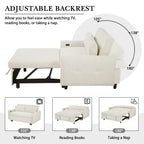 Modern Convertible Pull-out Sofa Bed with USB Ports and Pillows, Beige Corduroy, 57.48 inches - Grand Goldman Shop