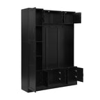 VIBE HAUS 79'' Tall Modern Hall Tree with Shoe Storage, 4-in-1 Entryway Bench with 6 Cabinets, 4 Coat Hooks & Adjustable Shelf for Hallway, living room, Black - Grand Goldman Shop