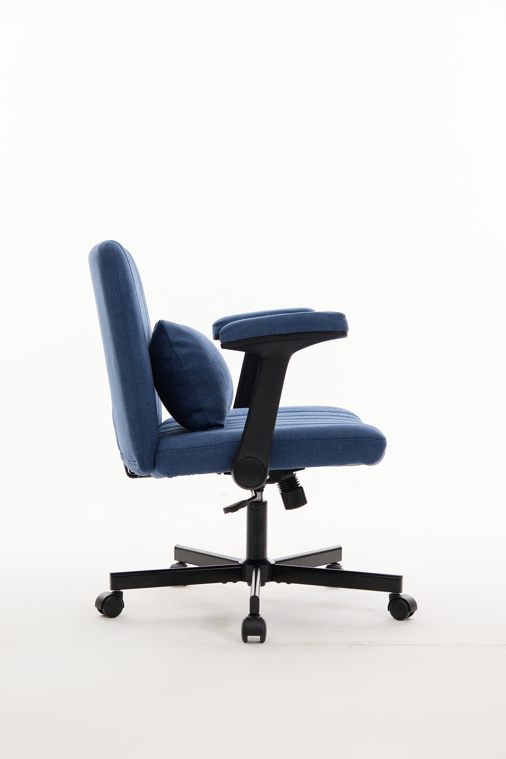 Modern Linen Blue Criss Cross Armrest Office Chair with Foldable Design, Soft Velvet Fabric, 36.6-Inch Height | Premium Home 