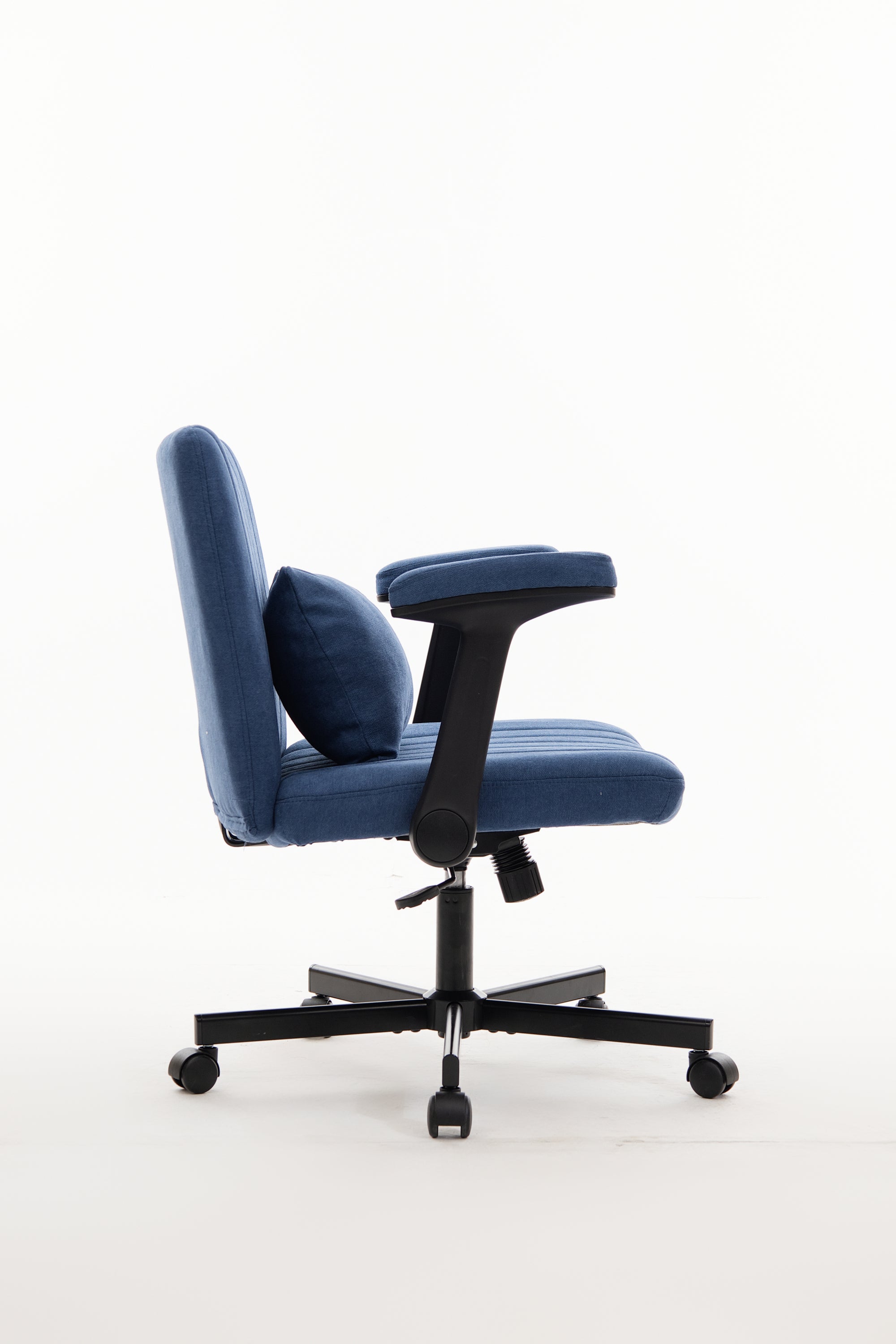 Modern Linen Blue Criss Cross Armrest Office Chair with Foldable Design, Soft Velvet Fabric, 36.6-Inch Height | Premium Home 