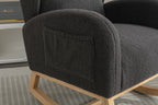 049-Teddy Fabric Rocking Chair With Packet Wood Legs,Dark Gray - Grand Goldman Shop