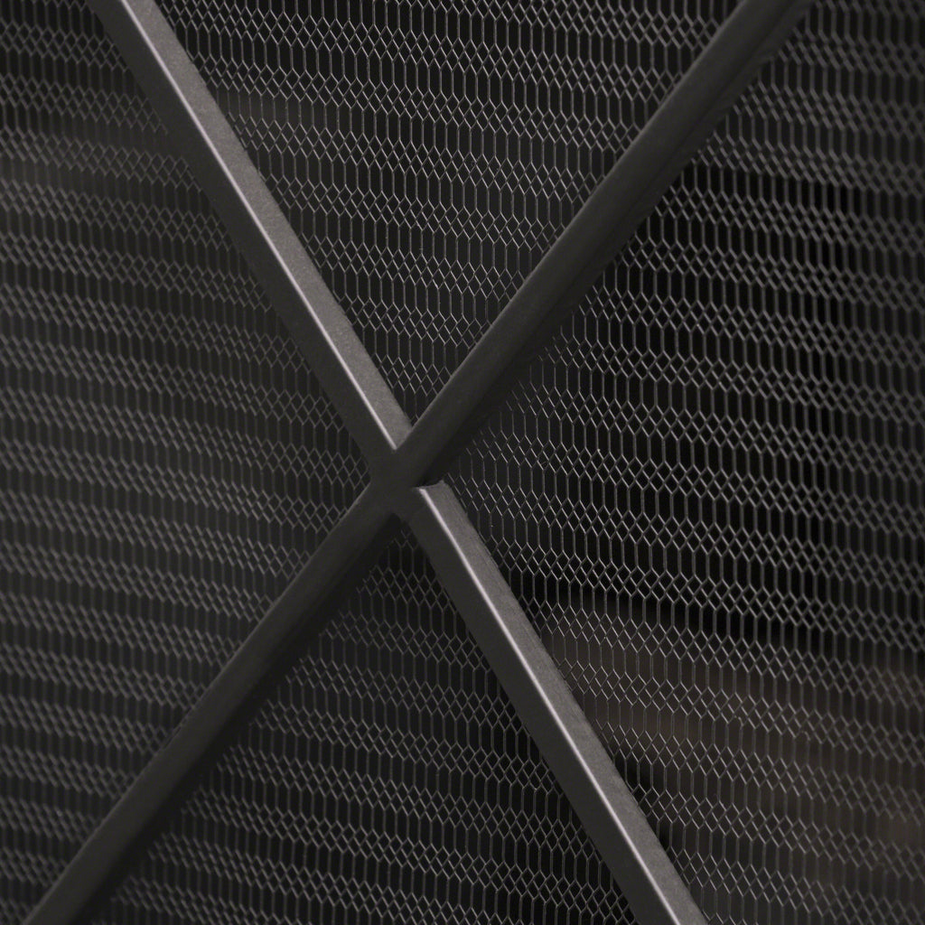 Minimalist Single Panel Iron Fireplace Screen with Diamond Design in Black - Grand Goldman Shop