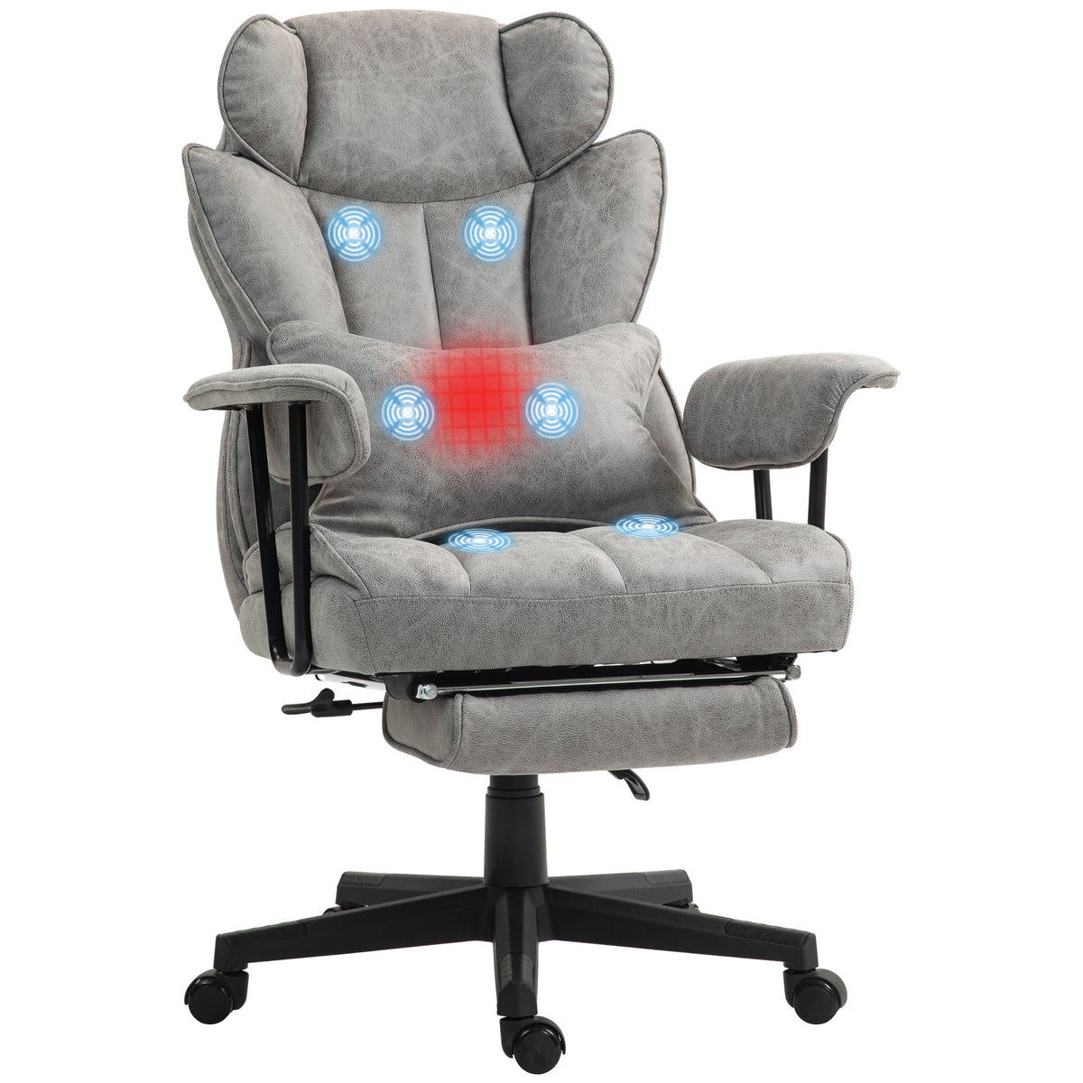 HOMCOM Massage Executive Office Chair with 6 Vibration Points, 400LBS Heated Big and Tall Office Chair with Foot Rest and Lum