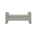 Modern Teddy Upholstered Storage Bench with Arms and Comfy Teddy Fabric in Grey - Grand Goldman Shop