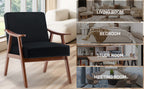 Mid-Century Modern Wingback Accent Chair with Solid Wood Frame and Extra-Thick Backrest – Lounge Chair for Living Room, Bedroom, or Reading Room - Grand Goldman Shop