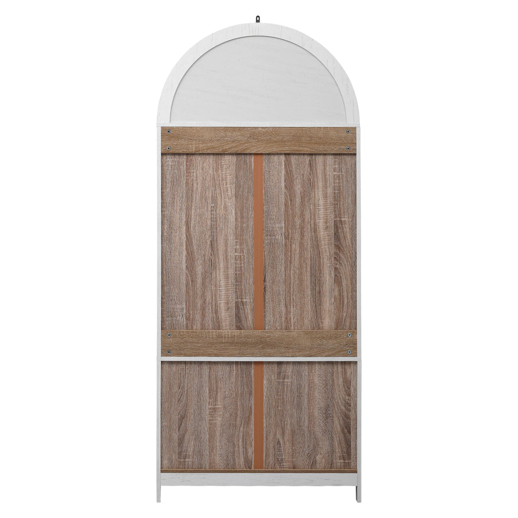 K&K 71' Tall Arched Kitchen Pantry Cabinet with 2 Large Drawers, Modern Farmhouse Kitchen Storage Cabinets with Adjustable Shelves, Glass Door, Wood Versatile Cupboard for Kitchens, Dining Room, White - Grand Goldman Shop