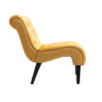 COOLMORE Modern Velvet Armless Accent Living Room Chair / Leisure Chair,Upholstered Fabric Button Comfortable Chair with Wooden Legs for Bedroom, Living Room, Office (Mustard Velvet) - Grand Goldman Shop