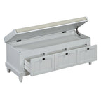 TREXM Classic Shoe Bench with Cushion and Three Drawers, Fluted Entryway Bench with Storage for Living Room, Entryway, and Hallways (Light Gray, OLD SKU: N715P207812E ) - Grand Goldman Shop