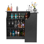 Home Bar Unit, L-Shaped Wine Bar Cabinet Table 4-Tier with Storage Shelves,  Wine Glass Holder, 300 lbs Max Capacity, Wood Liquor Cabinet for Home, Kitchen, Living Room, Pub, Basement, Black - Grand Goldman Shop