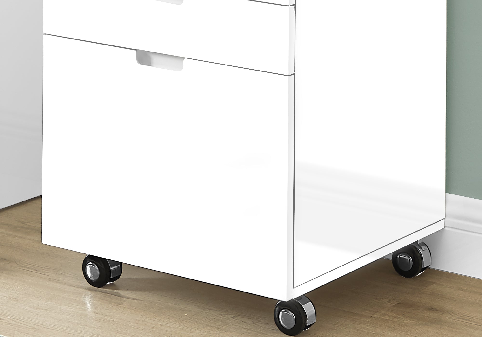 File Cabinet, Rolling Mobile, Storage Drawers, Printer Stand, Office, Work, Glossy White Laminate, Contemporary, Modern - Gra