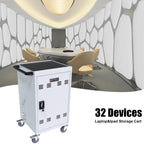 30+2 Bay Mobile School Charging Cart Station for Chromebook, Tablet and Laptop Computer with Power Strip Included - White - G