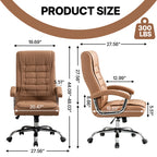 Executive Office Chair High Back PU Leather Desk Chair with Spring Seat Cushion, Ergonomic Swivel Computer Chair with Chrome 