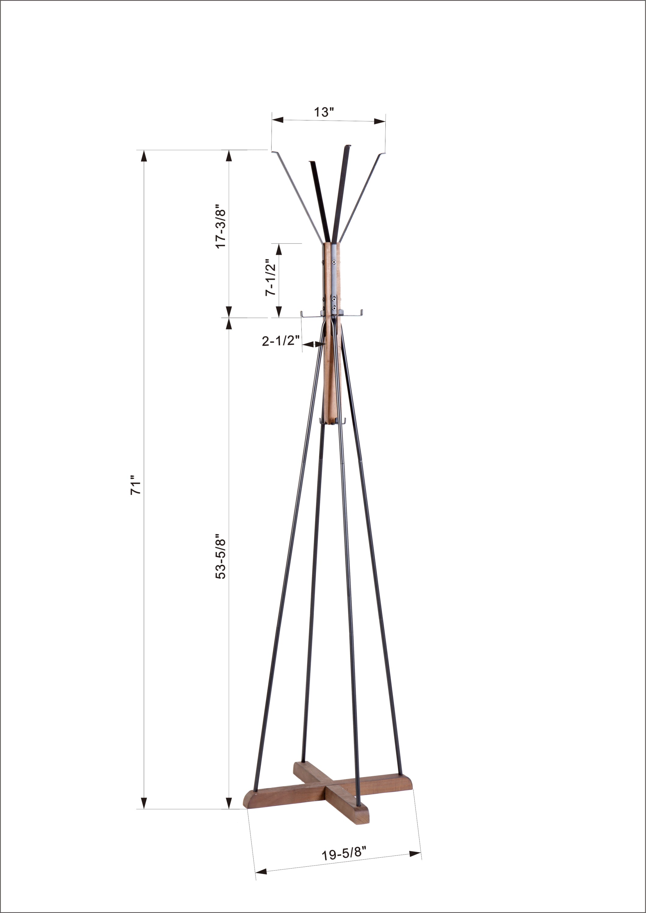 Reclaimed Wood and Metal Freestanding Coat Rack with Hooks use in bedroom, living room - Grand Goldman Shop