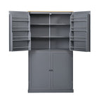 [Assembly Video Provided]TOPMAX 40.2x20x71.3inch High Freestanding Kitchen Pantry Large Cupboard Storage Cabinet with 2 Drawers, 2 Adjustable Shelves, 8 Door Shelves for Kitchen, Dining Room,Gray - Grand Goldman Shop